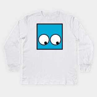 Kubi - the square emoticons – Azzurro, the thinking face Kids Long Sleeve T-Shirt